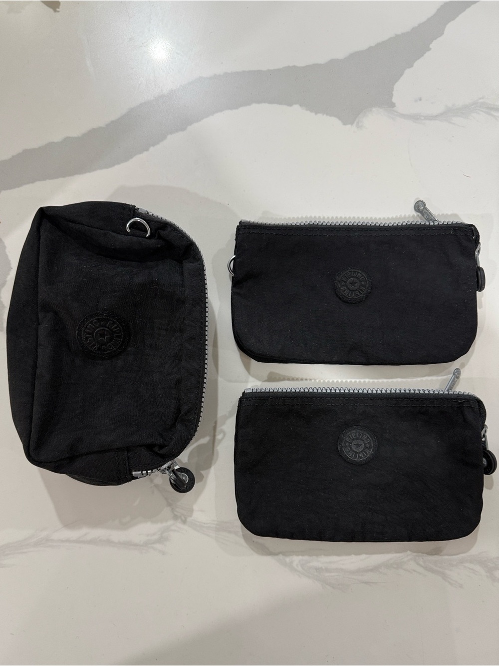 Kipling - Three (2) Pouches (1 “Walan” / 2 “Creativity”) - Black